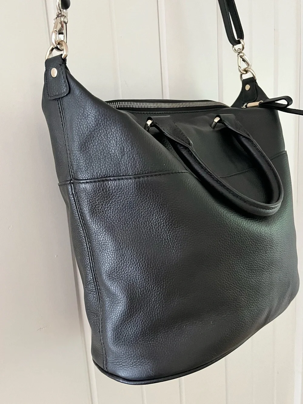 Banana Republic Black Pebbled Leather Satchel/Shoulder Bag